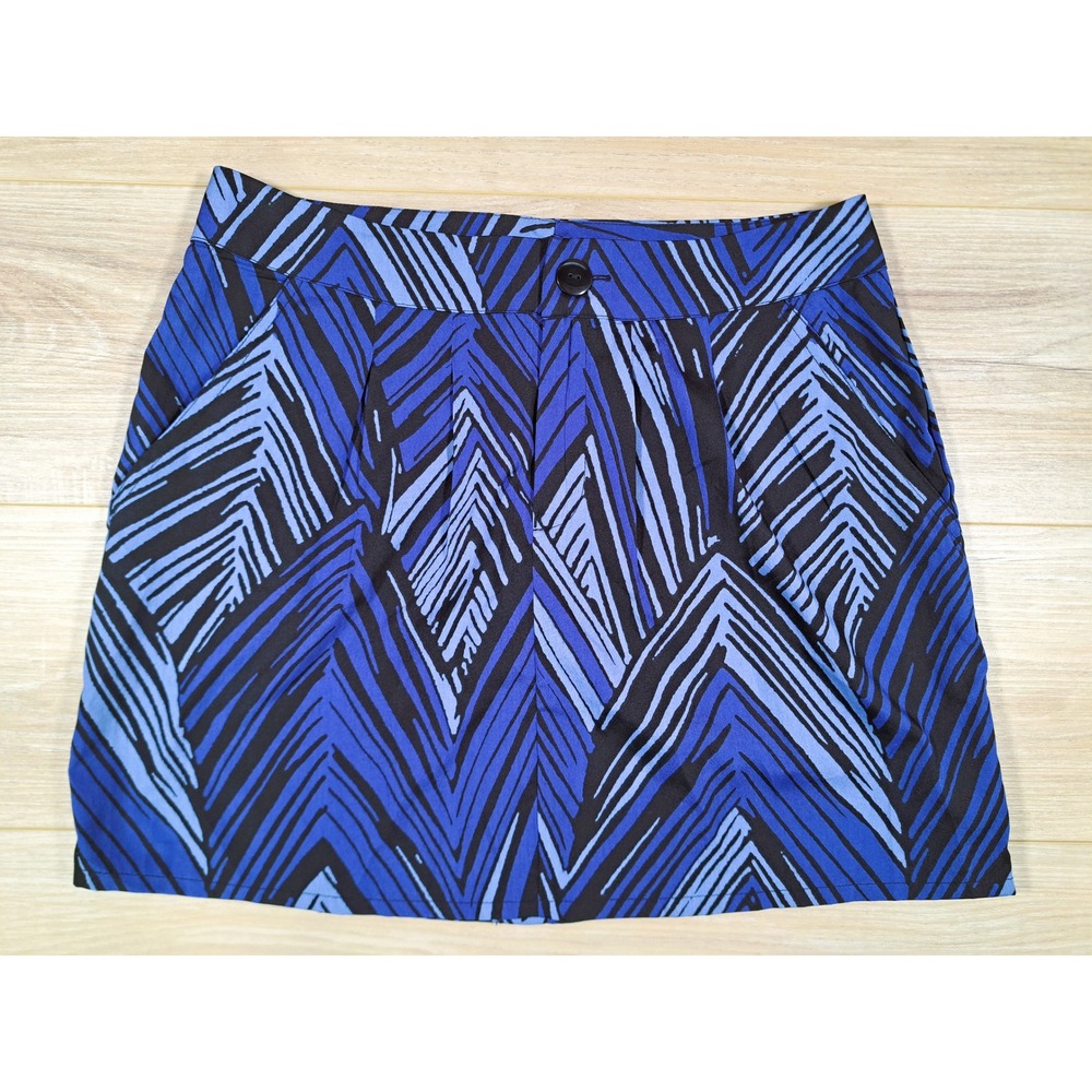 Gap Blue Black Geometric Chevron Print Mini Skirt With ‎ Pockets Size 4R